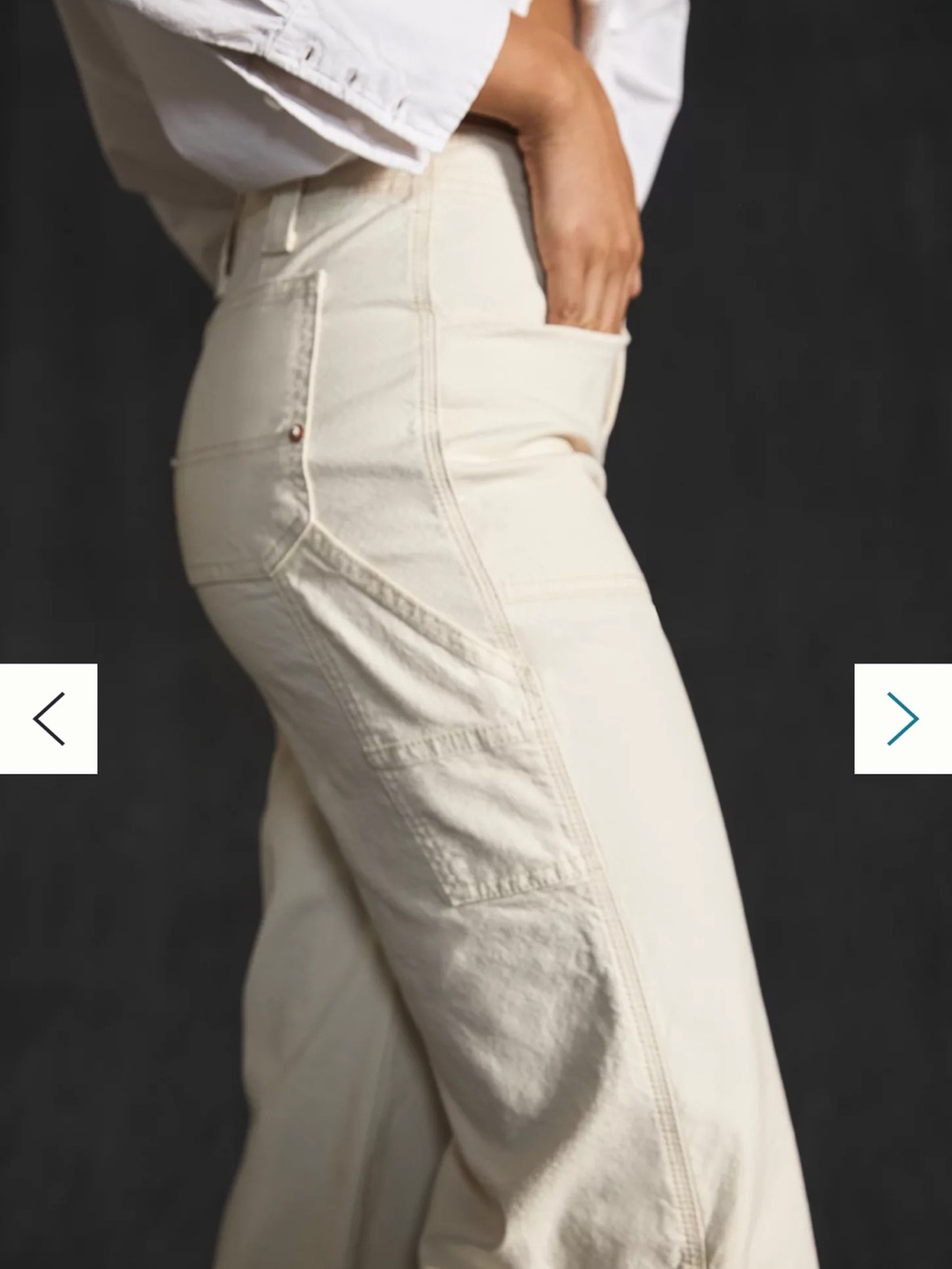 Pilcro High-Rise Wide Leg Carpenter Pant in Cream - Picture 2 of 4